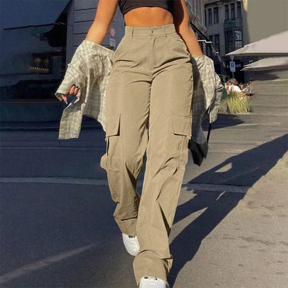 🔥 BESTSELLER | 10PCS $26.34 | Women's High-Waist Straight-Leg Cargo Pants