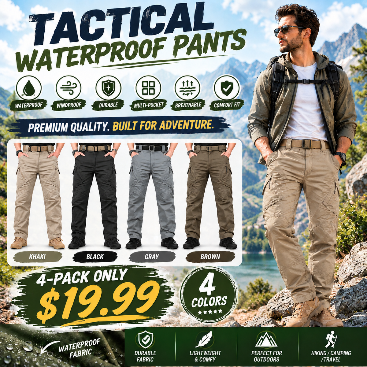 🔥 BESTSELLER | 8PCS $25.99 | Men's waterproof tactical cargo pants