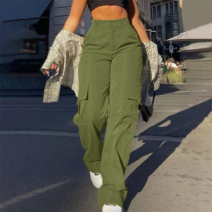 🔥 BESTSELLER | 10PCS $26.34 | Women's High-Waist Straight-Leg Cargo Pants