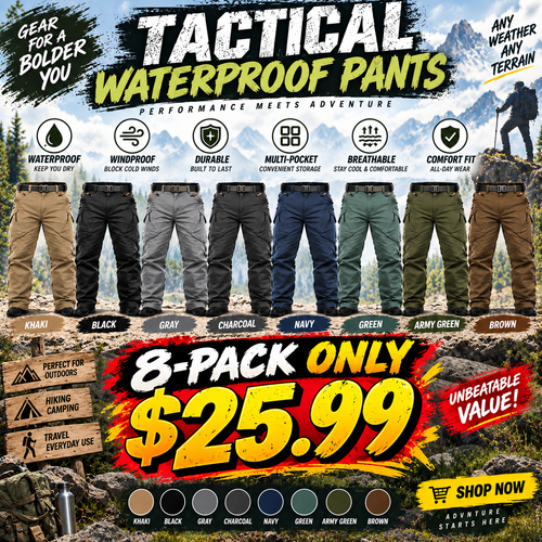 🔥 BESTSELLER | 8PCS $25.99 | Men's waterproof tactical cargo pants